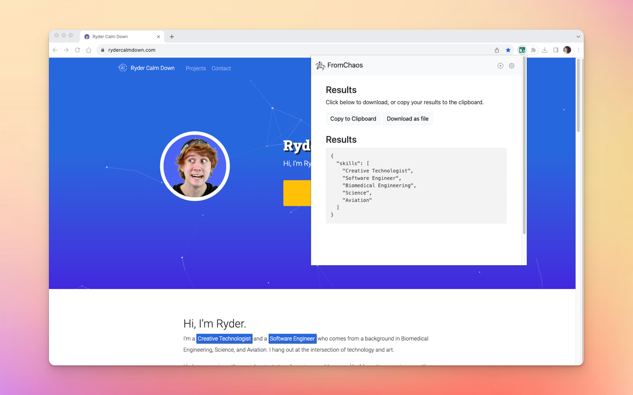 From Chaos Chrome Extension